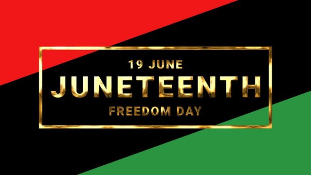Juneteenth Freedom Day. June 19.  Lettering Animation colorfull on white background. Excellent for movies, presentations, videos,and Greeting Cards for the Juneteenth celebrations