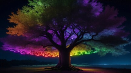 Obraz premium tree with leaves of different colors, bright 