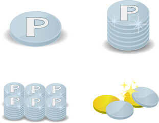 ポイントコインシルバー・銀のイラスト