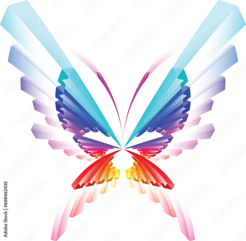 Wall mural abstract colorful butterfly. illustration on white background