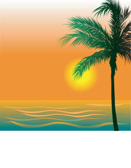 Vector Illustration of Beach Background 4 during sunset or sunrise.