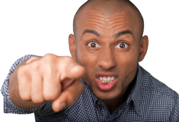 furious young man pointing a finger