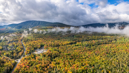Autumn morning fog in the Carrabassett Valley near Sugarloaf Mountain - Maine