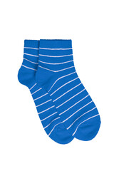 Blue socks isolated on white background