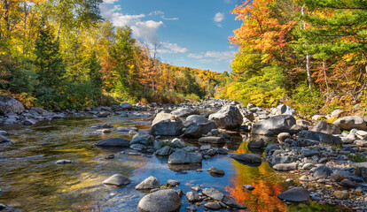 Autumn on the Carrabassett Valley River - Maine - Narrow Gauge Pathway