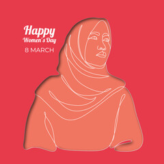 Hijab Women's Day Design Women Line Paper Cut Poster Design