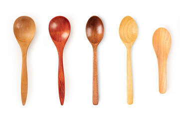 Set of Wooden spoons isolated on white background/