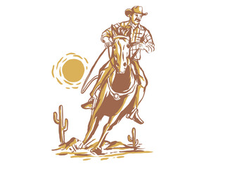 cowboy illustration wild west graphic rodeo design outlaw vintage bad land