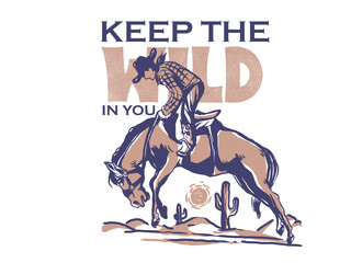 cowboy illustration wild west graphic rodeo design outlaw vintage bad land