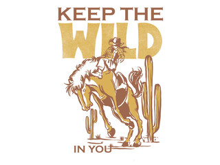 cowboy illustration wild west graphic rodeo design outlaw vintage bad land