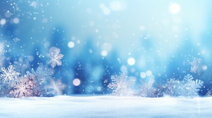 Obraz na płótnie Canvas A Wintery Touch: Snowflakes on a Blue Background. Generative AI.