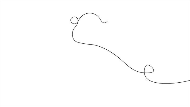 Animation in continuous line style. Minimalistic moving icon with cute forest or wild bear. Adorable teddy bear or animal. Banner with mammal. Linear graphic animated cartoon on white background