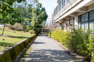 石川県金沢市にある大学の風景 Scenery of a university in Kanazawa, Ishikawa, Japan