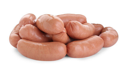 Tasty sausages isolated on white. Meat product