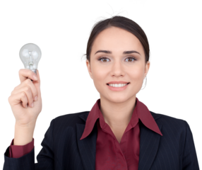 Businesswoman with Bulb - Isolated