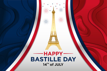 Vector Template Happy Bastille Day with Abstract Themes
