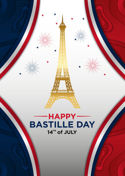 Poster Template Happy Bastille Day with Abstract Themes