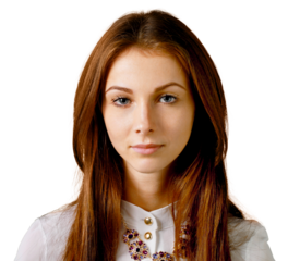 Portrait of positive cheerful girl thoughts and looking to the side