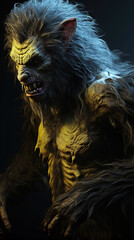 Naklejka premium scary werewolf monster. vintage. classic monster. horror story. AI generated image