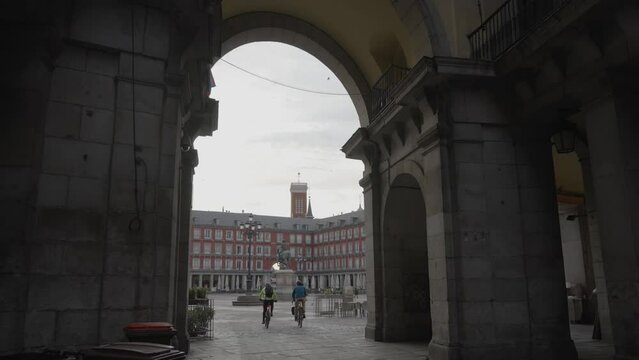 Madrid, Spain - Plaza Mayor Town Square and King Philip III Statue in the Morning