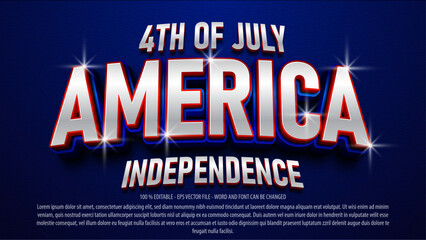 Editable text effect american independence day