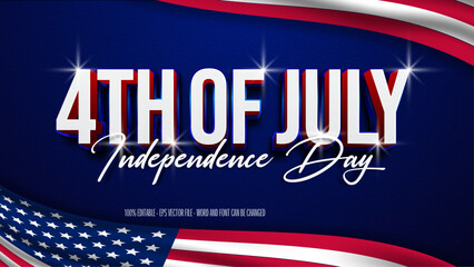 Editable text effect 4th of july american independence day