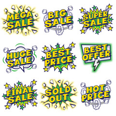 アメコミ風吹き出し英文のセールのPOPセット