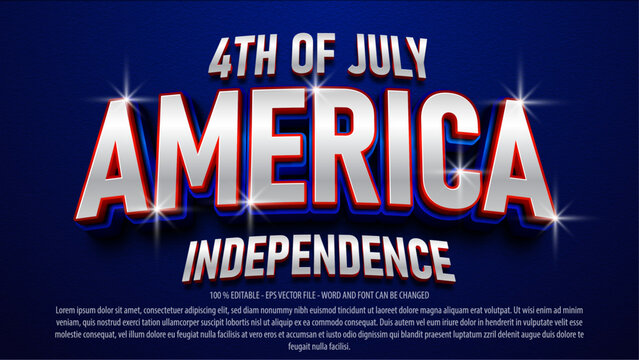 Editable text effect american independence day