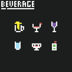 this is beverage icon in pixel art with black background ,this item good for presentations,stickers, icons, t shirt design,game asset,logo and your project.