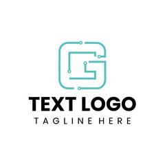 initial g tech logo design tosca color element
