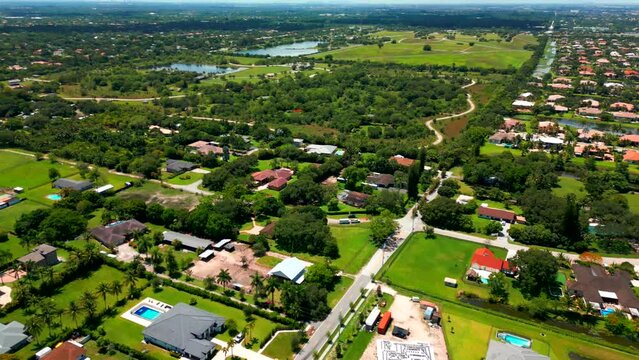 Aerial video Toll Brothers Millstone Ranches luxury home development in Davie FL USA