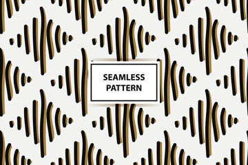 Abstract pattern with lines, rhombuses A seamless vector background. white, black and gold texture