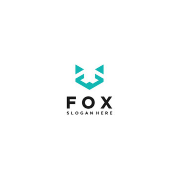 simple fox logo template vector in white background