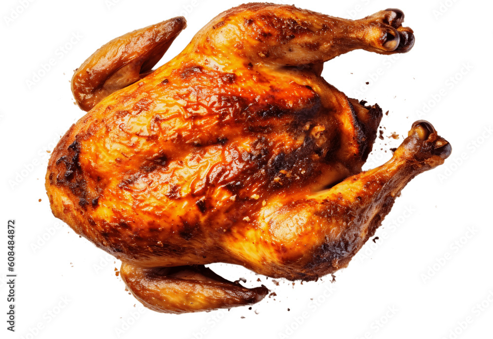 Wall mural roasted chicken on a white background