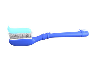 Blue toothbrush and toothpaste looking sideways isolated on a transparent background and ready for edit