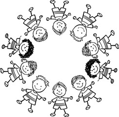 Children circle drawing outline