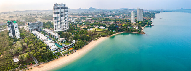 Aerial view of Na Jomtien, Pattaya City, Sattahip District, Chon Buri, Thailand - obrazy, fototapety, plakaty