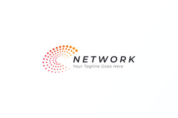 Fototapeta premium Network Communication Digital Internet Global Technology Business Company Dots Concept Logo