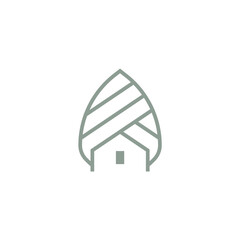 funny head house lineal logo design