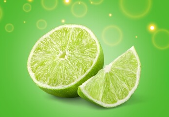 Fresh juicy lime fruit on the desk