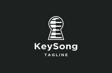 Piano key logo icon design template flat vector