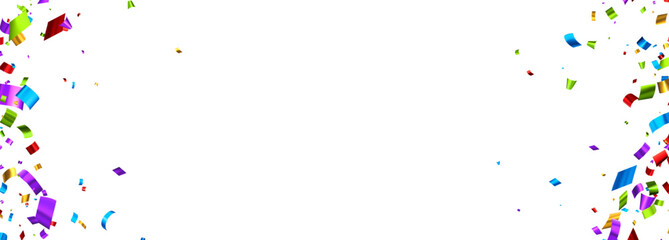 Colorful cut out foil ribbon confetti frame with space for text..