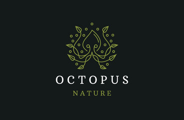 Obraz na płótnie Canvas Nature octopus logo icon design template flat vector