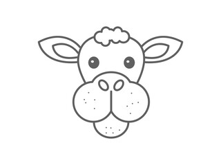 line art cute camel head symbol icon