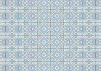 シックな色合いの紋章のような柄のシームレス背景イラスト素材