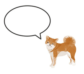 ふきだしとかわいい柴犬のワンポイント素材