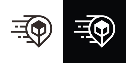logo design pin and box delivery minimalist icon vector illustration