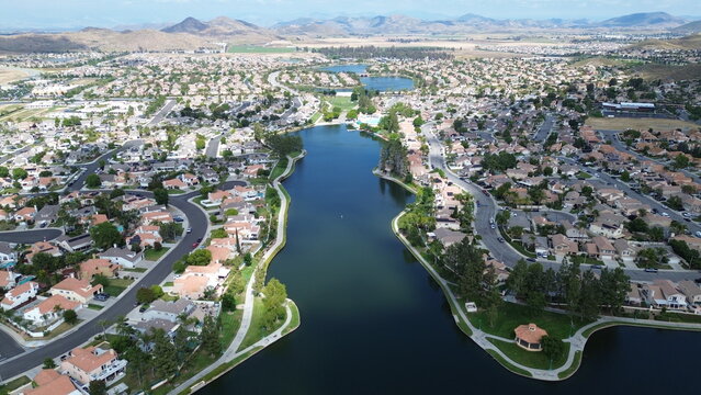 Aereal view of Menifee Lake, in Menifee, California