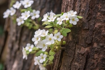 Spring white forest flowers background