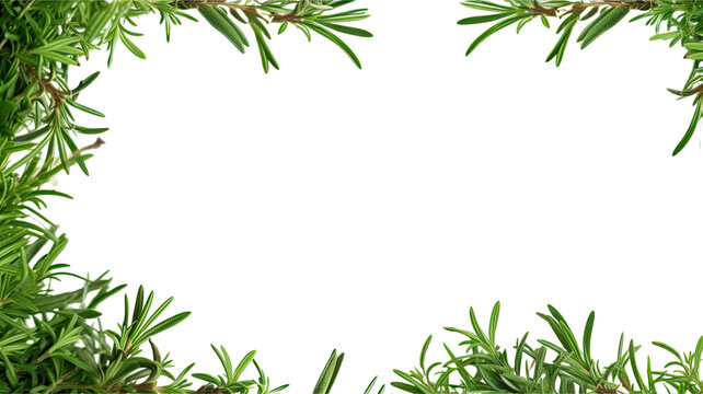 fragrant rosemary sprigs as a frame border, isolated with negative space for layouts